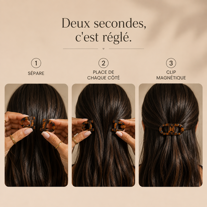 Nuvé · Pince à cheveux magnétique plate — la pince qu'on oublie